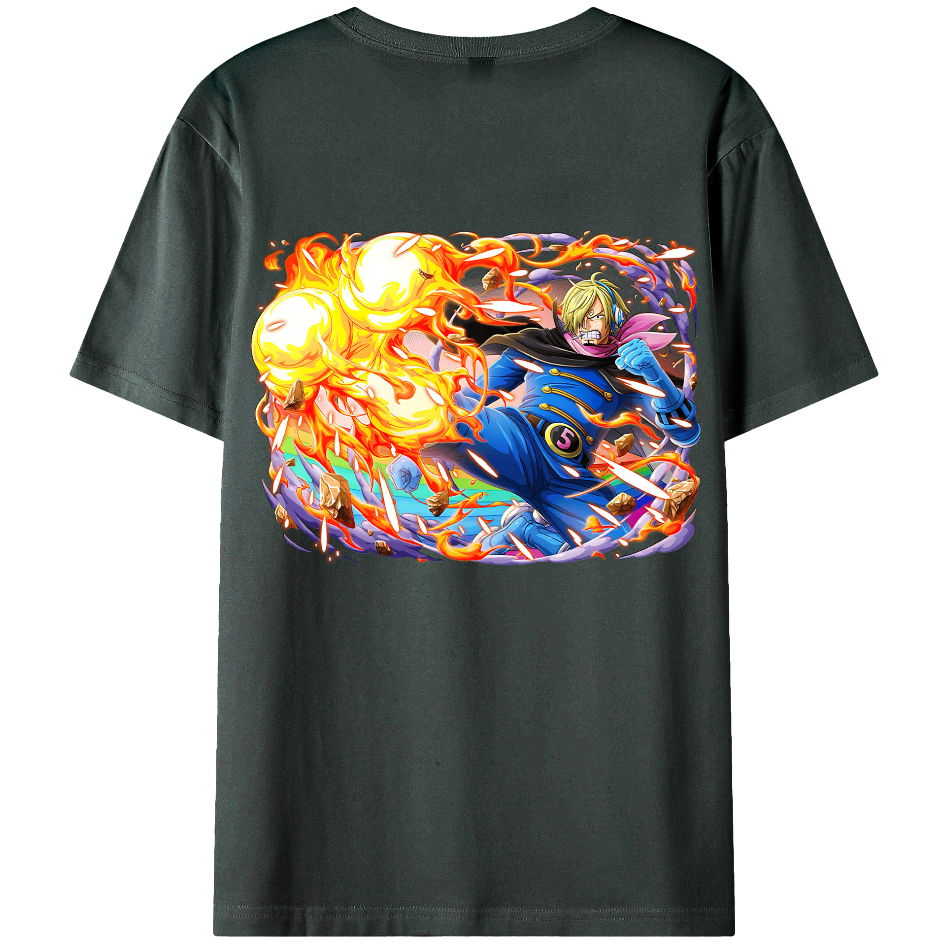 （画像用） ワンピース サンジ ONE PIECE Sanji 綿100％ メンズ半袖Tシャツ（バックプリント） 通気性